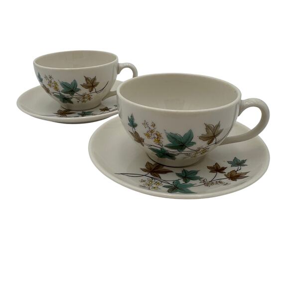 Vtg Cup & Saucers Woodbine by Syracuse Carefree Fine China 1960's set/6 (12 pcs) - Picture 4 of 10